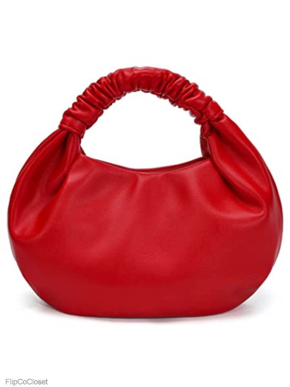 Faux Leather Ruched Top Handle Hobo Bag Small Purse